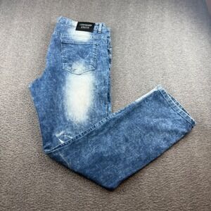 Legendary Status Jeans Men's‎ 38 Blue Acid Wash Whiskered Straight Leg Denim